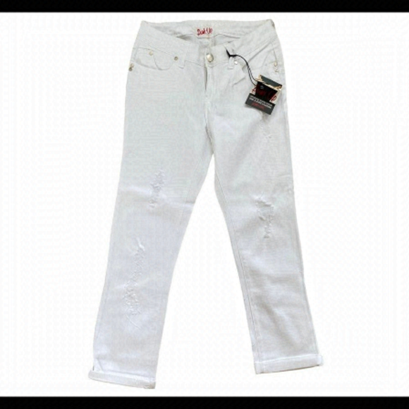 Revamped White stretch destroyed denim crops 3 - Picture 1 of 6